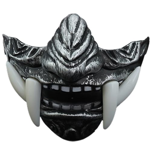 Oldmoom Halbe Gesichtsbedeckung mit Fangzähnen, Halloween-Gesichtsbedeckung mit Fangzähnen | Gruselige Requisiten Horror Cosplay Fangs Kostümzubehör - Tierschädel-Design, robuste und bequeme von Oldmoom