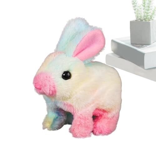 Oldmoom Hoping Bunny Toy, hüpfen Bunny | Simulierte Kaninchenpuppe Stofftiere,Natürliche Bewegungen, hüpfter Robotertier für Kinder, Springen, zuckende Nase, wackelige Ohren von Oldmoom