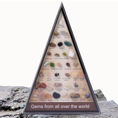 Oldmoom Kollektion – Mineral-Bildungs-Set – echter und Kristall-Rock mit Vitrine, Kollektion für Kinderbildung von Oldmoom