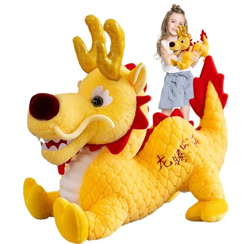 Oldmoom Neujahrsdrache Plüsch | Maskottchen Springender Drache Plüschtier | Glücklicher Drache im chinesischen Stil aus Plüsch mit niedlichem Ausdruck für das chinesische Neujahrs-Frühlingsfest 2024, von Oldmoom