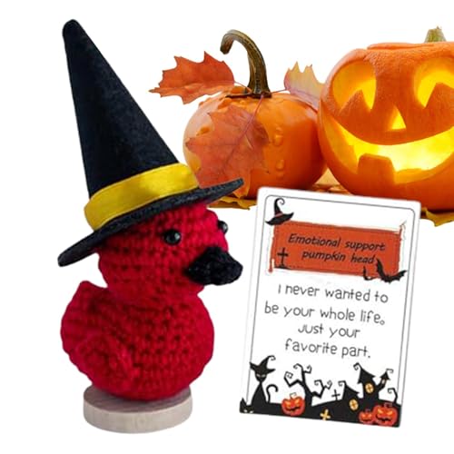 Oldmoom Positive Puppe, gestrickte Positive Puppe | Halloween Kürbisköpfe Puppe - Lustige gestrickte Puppe mit positiver Karte, süßes kleines Ermutigungspuppenspielzeug für Familienfeiern, Dekoration von Oldmoom