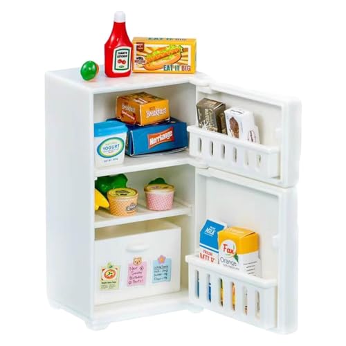 Oldmoom Puppenhaus Kühlschrank Spielzeug - Miniaturküche Puppenhaus Kühlschrank,Tragbares Kühlschrank-Spielgerät, Miniatur-Küchenspielset für, Mädchen, Kinder über 3 von Oldmoom