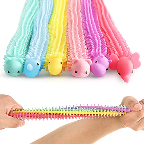 Stretchy Strings Sensorische Fidget Spielzeug für Kinder & Erwachsene mit Autismus und , 6er Pack Stressabbau Spielzeug Squeeze Monkey Noodles Anti Angst Tools von OleOletOy