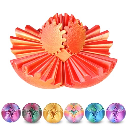 Gear Ball Fidget Spielzeug Steampunk Zahnrad Kugel Stressabbau Sensorisches Spielzeug autistische Kinder Erwachsene 3D Gedruckt Lustiges Geburtstagsgeschenk Weihnachten Ostern(Rot,8cm) von Olee Odee