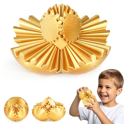 Gear Ball Fidget Spielzeug Steampunk Zahnrad Kugel Stressabbau Sensorisches Spielzeug autistische Kinder Erwachsene 3D Gedruckt Lustiges Geburtstagsgeschenk Weihnachten Ostern (Gold,6 cm) von Olee Odee