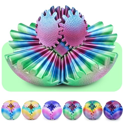 Gear Ball Fidget Spielzeug für Kinder Erwachsene 3D Gedruckt Stressabbau Zahnrad Kugel Büro Weihnachten Ostergeschenke Geburtstagsgeschenke Sensorisches Spielzeug(Sonnenuntergang,8cm) von Olee Odee