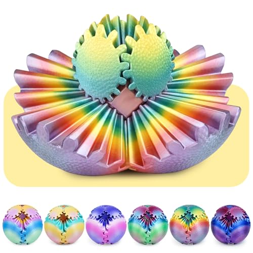 Gear Ball Fidget Spielzeug für Kinder Erwachsene 3D Gedruckt Stressabbau Zahnrad Kugel Büro Weihnachten Ostergeschenke Geburtstagsgeschenke Sensorisches Spielzeug(Sonnenuntergang,8cm) von Olee Odee