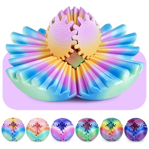 Gear Ball Fidget Spielzeug für Kinder Erwachsene 3D Gedruckt Stressabbau Zahnrad Kugel Büro Weihnachten Ostergeschenke Geburtstagsgeschenke Sensorisches Spielzeug(Sonnenuntergang,8cm) von Olee Odee