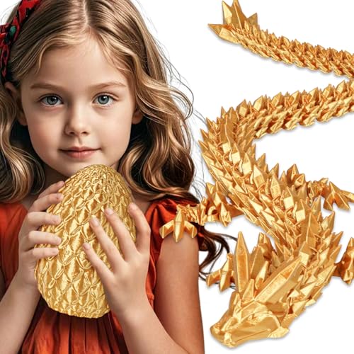 Große Dracheneier 3D-gedruckte Fidget-Spielzeuge für Erwachsene Überraschungsgeschenke für Kinder Freunde Kollegen Geburtstag Halloween Weihnachten Ostern Festgeschenke (Gold) von Olee Odee