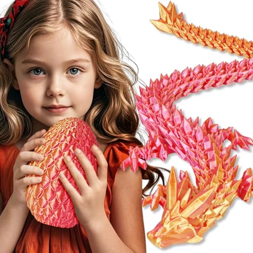 Große Dracheneier 3D-gedruckte Fidget-Spielzeuge für Erwachsene Überraschungsgeschenke für Kinder Freunde Kollegen Geburtstag Halloween Weihnachten Ostern Festgeschenke (Orange-Rot) von Olee Odee