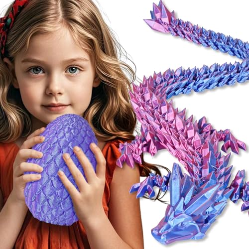 Große Dracheneier 3D-gedruckte Fidget-Spielzeuge für Erwachsene Überraschungsgeschenke für Kinder Freunde Kollegen Geburtstag Halloween Weihnachten Ostern Festgeschenke (glänzend Lila) von Olee Odee