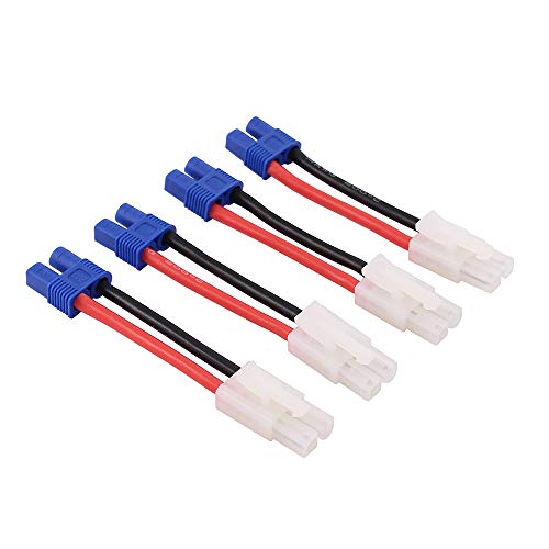 OliRC 4pcs EC3 Style Female to Plug for Tamiya Male Connector Adapter - 14awg 2in Wire(C22-4) von OliRC