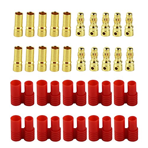 OliYin 10 Sets Männlich Weiblich HXT 3,5mm Gold Bananenstecker Stecker mit Gehäuse Sets für Lipo Batterie/ESC/Multicopter von OliYin