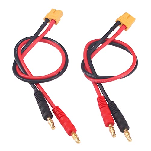 OliYin 2 x XT60 auf 4.0 Bananenstecker, RC-Batterie-Ladekabel, 14 AWG, Silikondraht, 30 cm, 2 Stück von OliYin