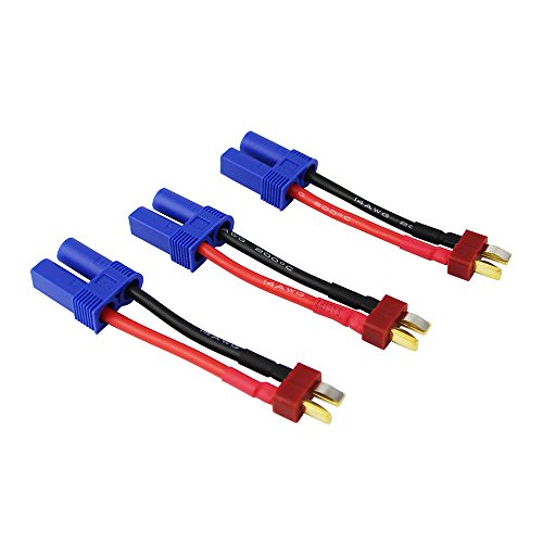 OliYin 3 stücke Männlichen Deans T-stecker zu Weiblich EC5 Losi Stecker Adapter mit 14awg 1,96 inch Draht für Brushless LiPO Batterie (Packung von 3) von OliYin