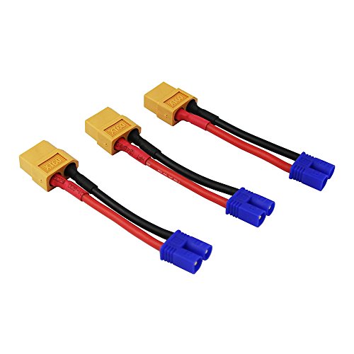 OliYin 3 stücke XT60 Stecker auf EC2 Buchse Adapter mit 1,96 inch / 5 cm 16awg Draht für RC Lipo Batterie Auto(Packung von 3) von OliYin