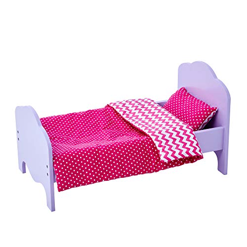 Kleine Prinzessin 45 cm Puppen-Einzelbett, Lila & Bettzeug - Modernes Zickzackmuster TD-11929-1G von Olivia's Little World