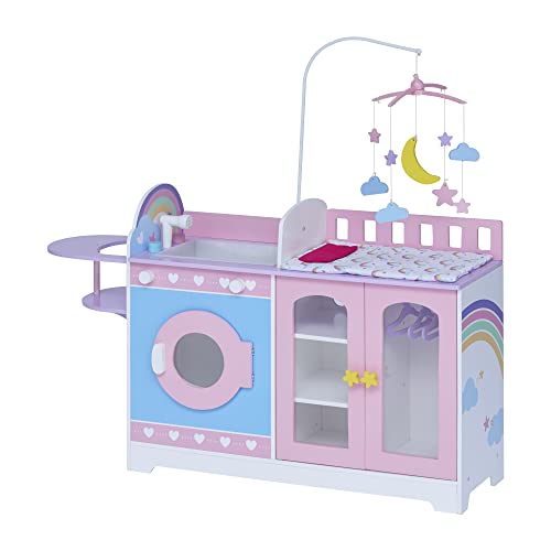 Olivia's Little World Von Teamson Kids 6-in-1 Wickeltisch Station Für Puppen Kinderzimmer Puppenhaus Spielset Interaktiv mit 6 Zubehör & Aufbewahrung Rosa/Lila TD-13522A von Olivia's Little World