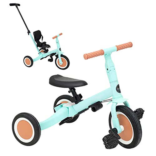 Olmitos Evolutionäres Babydreirad, 5-in-1, Kinderfahrrad von 1 Jahr bis 5 Jahren, vom Dreirad zum Fahrrad mit oder ohne Pedale – anpassbar und transformierbar (Grün) von Olmitos