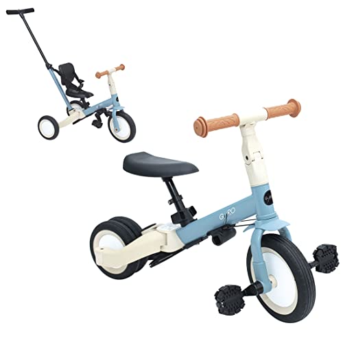 Olmitos Evolutionäres Babydreirad, 5-in-1, Kinderfahrrad von 1 Jahr bis 5 Jahren, vom Dreirad zum Fahrrad mit oder ohne Pedale – anpassbar und transformierbar (Gyro, Blau) von Olmitos