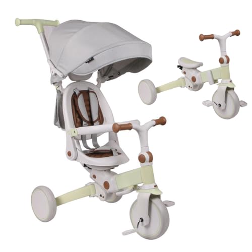 Olmitos - Evolutionäres 5-in-1-Baby-Dreirad - Kinderfahrrad ab 1 Jahr bis 5 Jahren - vom Dreirad zum Fahrrad mit oder ohne Pedale - anpassbar und transformierbar (Grün) von Olmitos