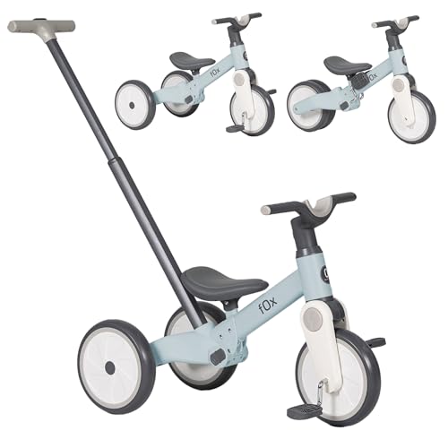 Olmitos - Evolutives 5-in-1-Dreirad Fox – Gleichgewichtsrad und Tretfahrrad für Kinder von 18 Monaten bis 3 Jahren – Sicheres und Spaßiges Laufrad, Babyfahrrad, Praktisch und Sicher (Blau) von Olmitos