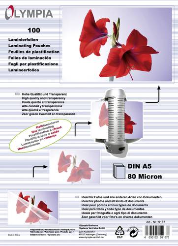 Olympia Laminierfolie DIN A5 glänzend 100St. von Olympia