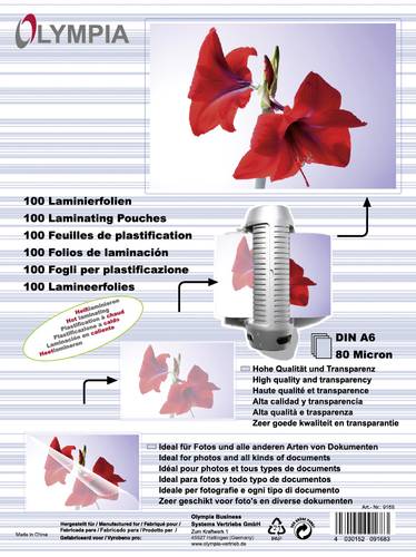 Olympia Laminierfolie DIN A6 glänzend 100St. von Olympia