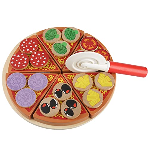 Pizza Spielküche 25×25×5 Holz Gemüse Pizza Essen DIY Spielzeug Set Rollenspiel Spielzeug für Lernen Pädagogisches von Omquot