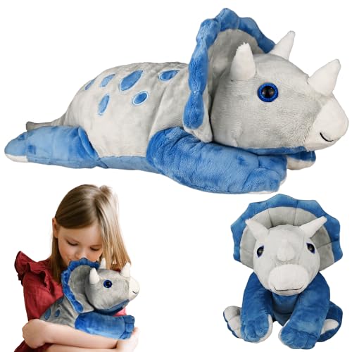 Gewichtstiere Dinosaurier Kuscheltier 60 cm/2 kg, Triceratops Dino Plüschtier, Sensorik Autismus Spielzeug Kinder, Weighted Stuffed Animals, Dino Gewichtskuscheltiere, Geschenke Kinder Mädchen Junge von Omuyasi