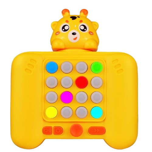 Quick Press Pop Fidget Spiel für Kinder, Anti Stress Spielzeug, Handheld-Spiel 7 Spielmodi mit Wippe, Spielzeug ab 3 4 5 6 7 8 Jahre, Geschenke für Kinder Mädchen Jungen Erwachsene (Gelb) von Omuyasi