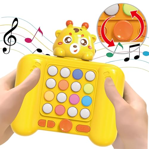 Quick Press Pop Fidget Spiel für Kinder, Anti Stress Spielzeug, Handheld-Spiel 7 Spielmodi mit Wippe, Spielzeug ab 3 4 5 6 7 8 Jahre, Geschenke für Kinder Mädchen Jungen Erwachsene (Gelb) von Omuyasi