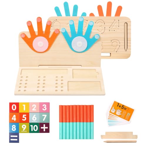 OneNine Kinder Holz Spielzeug, Montessori Zahlen Lernen Multifunktional Doppelseitig Mathematik Holz Bildung-Spielzeug, Pädagogische Rechenspiel 3 4 5 6 Jahre, Fingerzähl-Mathespielzeug OneNine Kinder Holz Spielzeug, Montessori Zahlen Lernen Multifunktional Doppelseitig Mathematik Holz Bildung-Spielzeug, Pädagogische Rechenspiel 3 4 5 6 Jahre, Fingerzähl-Mathespielzeug von OneNine