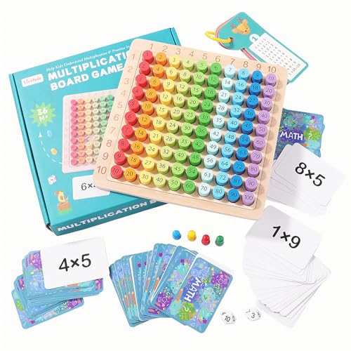 OneNine Montessori Multiplikationsbrett, Multiplikationstafel Holz, Einmaleins Brett, Multiplikationstabelle Kinder, 1x1 Lernen Spiel für Mathematische Manipulationen Kinderzählspielzeug von OneNine