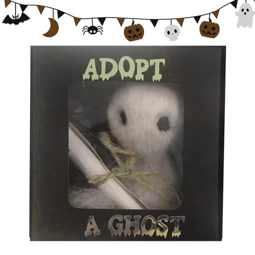 Onkujlpst 1/3/5 Stück Adopt A Ghost – Weißes Wollfilz-Geist- und kleines Schriftrollen-Set| Geister-Filzpuppe, süßes Halloween-Geist-Geschenk, lustiger Haustier-Geist von Onkujlpst