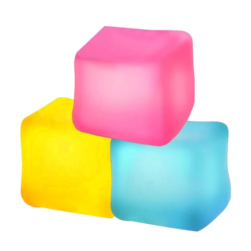 Onkujlpst 3 Stück Stressbälle Zappelspielzeug – Eiswürfel-Quetschspielzeug | Fidget Toys Squishy Ice Cube Sensory Stress Relief Toys Ice Cube Stress Ball für Kinder Erwachsene von Onkujlpst