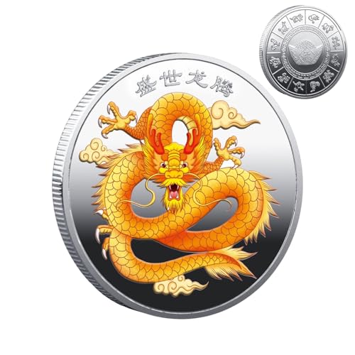 Onkujlpst Chinesische Drachenmünze 2024 – Traditionelle chinesische Drachenmünze 2024 Chinesischer Drache Glücksmünze für Geld, Glück, Gesundheit, Reichtum, Chinesisch von Onkujlpst