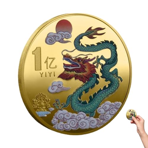 Onkujlpst Chinesisches Neujahr 2024 Drachenmünze – Traditionelle chinesische Drachenmünze 2024 Chinesischer Drache Glücksmünze für Geld, Glück, Gesundheit, Reichtum, chinesische Neujahrsgeschenke von Onkujlpst