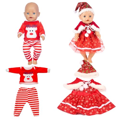 Onlvmyur 5 Stück Set Puppenkleidung Weihnachten Baby Born Kleidung Puppe Weihnachten Kleidung Puppenzubehör Kleidung Bekleidung Outfits für Baby Puppen von Onlvmyur