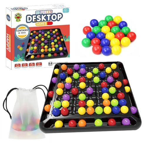 Onperpoe Intellektuelles Schachbrett Doppelduell 80 Stück Regenbogenball Schachbrett Strategiespiele Interaktives Brettspiel Schachbrett Tabletop Familienspiele Partyspiele für Erwachsene Kinder von Onperpoe