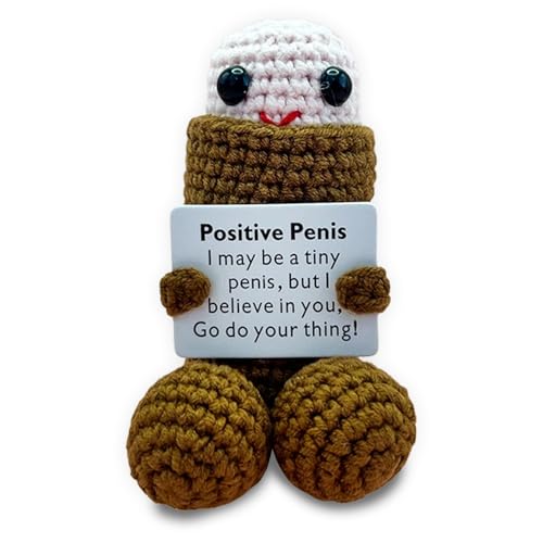 Onperpoe Lustige Positive Puppe mit Inspirierender Karte Pocket Hug Puppe Niedliche Mini Positive Strickpuppe aus Wolle Glücksbringer Prüfung Geschenk Abschieds Geschenk Einschulung Geschenk von Onperpoe