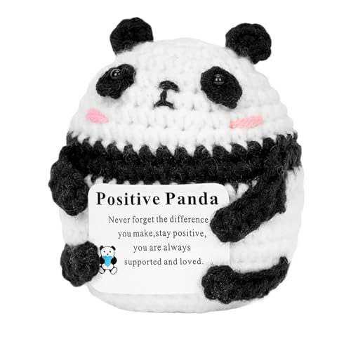 Onperpoe Lustige Positive Panda mit Inspirierender Karte, Positive Geschenke Emotional Support Strickpuppe aus Wolle Handgefertigt Motivationsgeschenk, Glücksbringer, Entspannungs-Geschenk Onperpoe Lustige Positive Panda mit Inspirierender Karte, Positive Geschenke Emotional Support Strickpuppe aus Wolle Handgefertigt Motivationsgeschenk, Glücksbringer, Entspannungs-Geschenk von Onperpoe