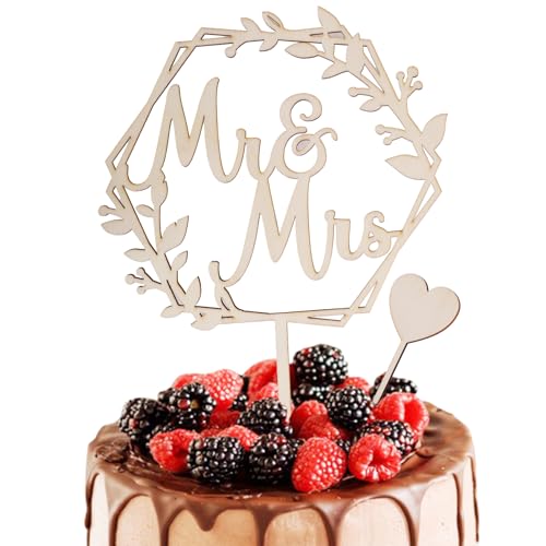 Tortendeko Hochzeit Hochzeitstorte Deko- inkl. "Mr und Mrs" Tortenstecker und 1 Herz Cake Topper zum Beschriften Mr & Mrs Deko Hochzeit Personalisierte Kuchendekoration für Hochzeiten Verlobungen von Onperpoe