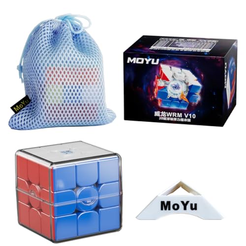 2024 MoYu WeiLong V10 3x3x3 20 Ball Core Spring Magic Tuch Version 3x3 55.5mm Speed Magic Puzzle Cube Stickerless MY8295 mit Würfelständer und Tasche von Oostifun