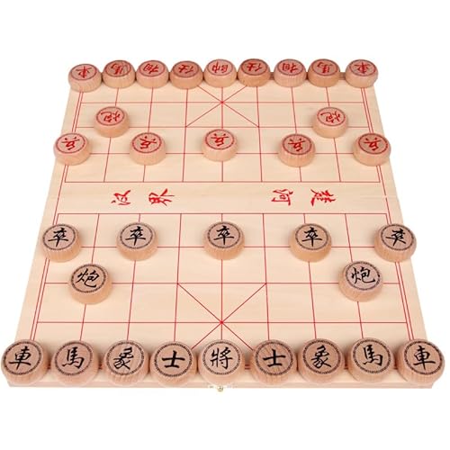 Faltbarer chinesischer hölzerner Schachsatz, Reise-Brettspiele-Sätze, die Xiangqi Brettspiele tragen, Schach 3.4CM Durchmesser von Oostifun