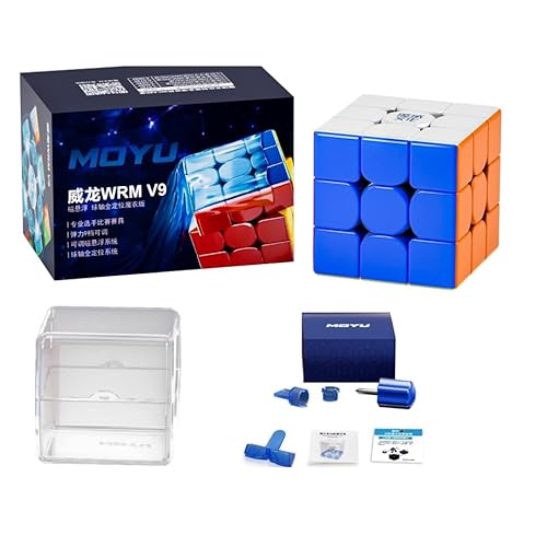 FunnyGoo MoYu Weilong WRM V9 3x3 Geschwindigkeit Magic Puzzle Würfel weilong WR M V9 3x3x3 Würfel Aufkleber Less MagLev Ball Core 2.0 Version mit Magic Tuch Oberfläche J8279 von Oostifun