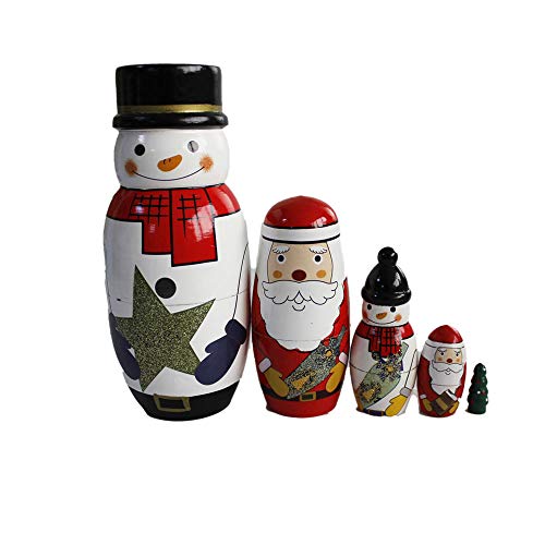 Gobus hölzerne Weihnachten Matryoshka Weihnachtsmann Nesting Dolls Russische Verschachtelung Puppen Setzt Holz Stapeln Puppen Kinder Weihnachten Geschenk (Schneemann und Weihnachtsmann) von Oostifun