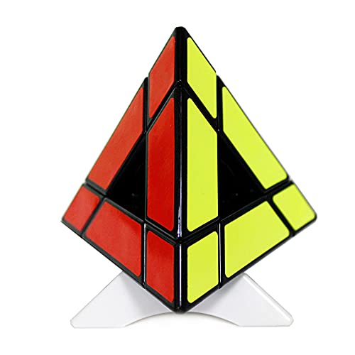 Oostifun FunnyGoo ShengShou Hohl 3x3 Pyraminx Pyramide Dreieck Magische Puzzlewürfel Hohlspurstruktur Geschwindigkeitspuzzlewürfel Schwarz mit einem Würfelständer von Oostifun