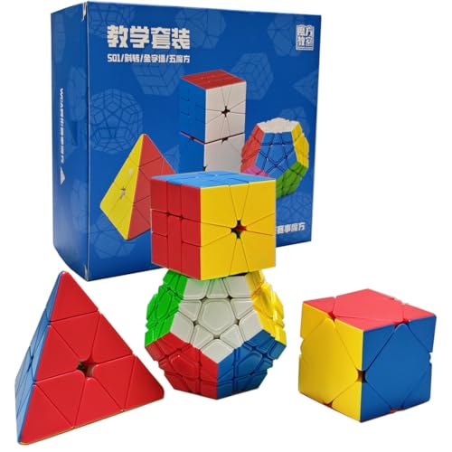 Oostifun MoYu Bündel von Vier unregelmäßigen WCA Lehre/Wettbewerb Würfel Kombination: 3x3 Pyraminx, 3x3 Dodekaeder Megaminx, Skewb, SQ1 Speed Cube Puzzle Cube Set Sammlung Set Mehrfarbige Stickerless von Oostifun