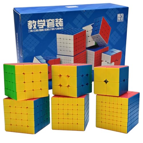 Oostifun MoYu Bundle von 234567 WCA Lehre und Wettbewerb Würfel Kombination: 2x2 3x3 4x4 5x5 6x6 7x7 Speed Cube Puzzle Cube Set Sammlung Set Mehrfarbig Multicolor Stickerless von Oostifun